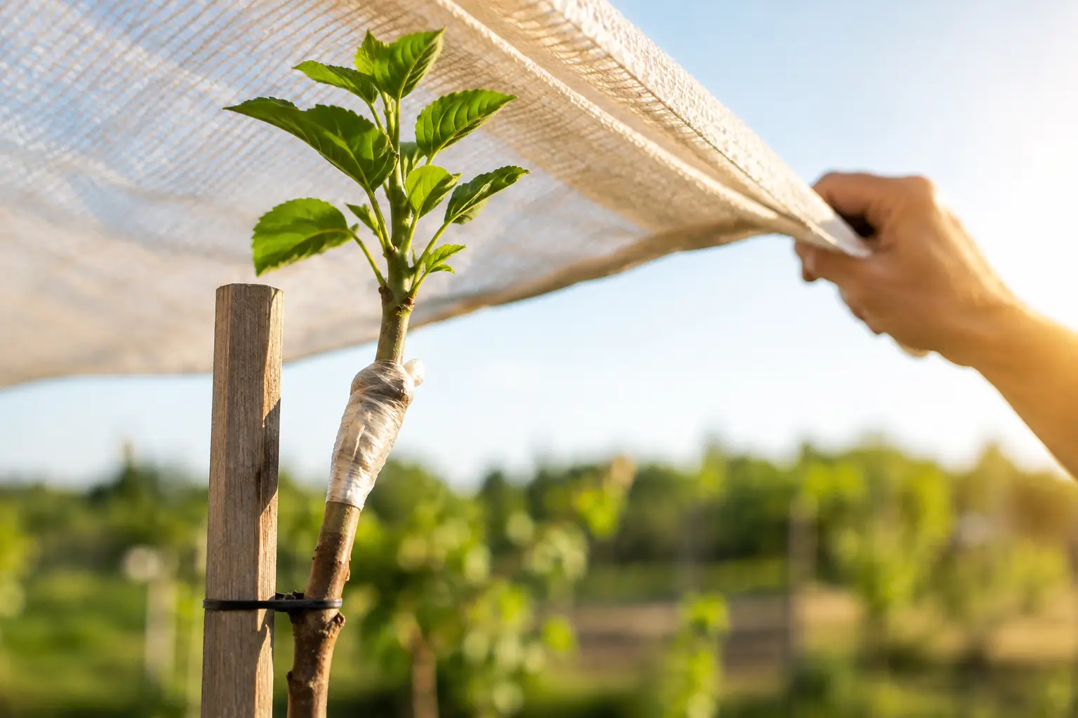 Proteggere gli innesti dal sole dopo il trapianto